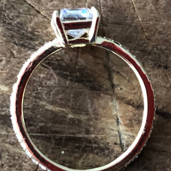 Small Faux Diamond Ring on Pave Band size 7 - Picture 2 of 3